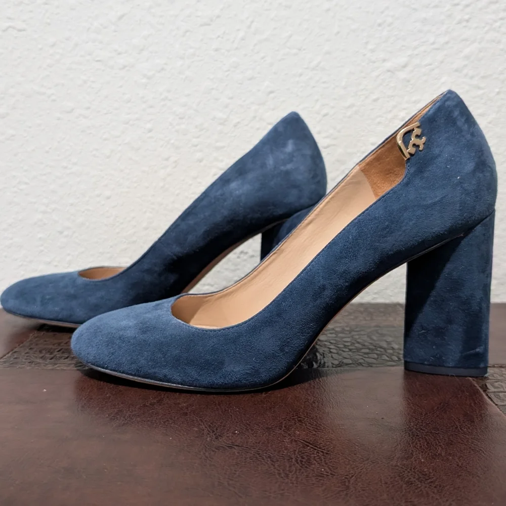 Tory Burch Elizabeth Suede High Block Heel Pumps Size 8.5